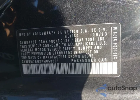 2023 Volkswagen Jetta 1.5T Sport z USA, uszkodzony, nr VIN 3VWBM7BUXPM050091